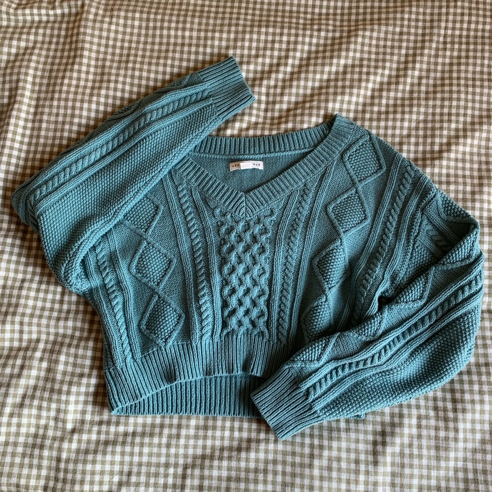 Teal Cable Knit Sweater